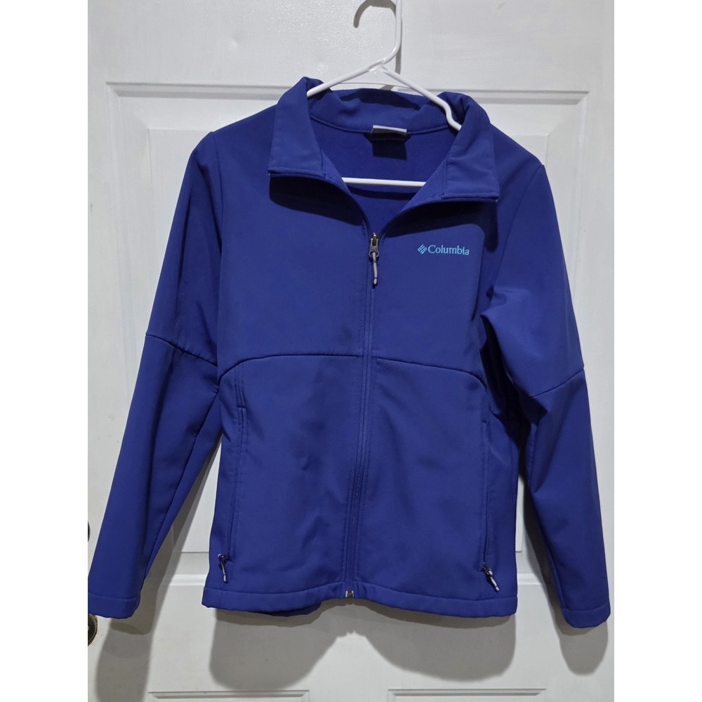 Columbia Blue Soft Shell Full Zip Jacket Youth XL(20) W/ Zip Pockets